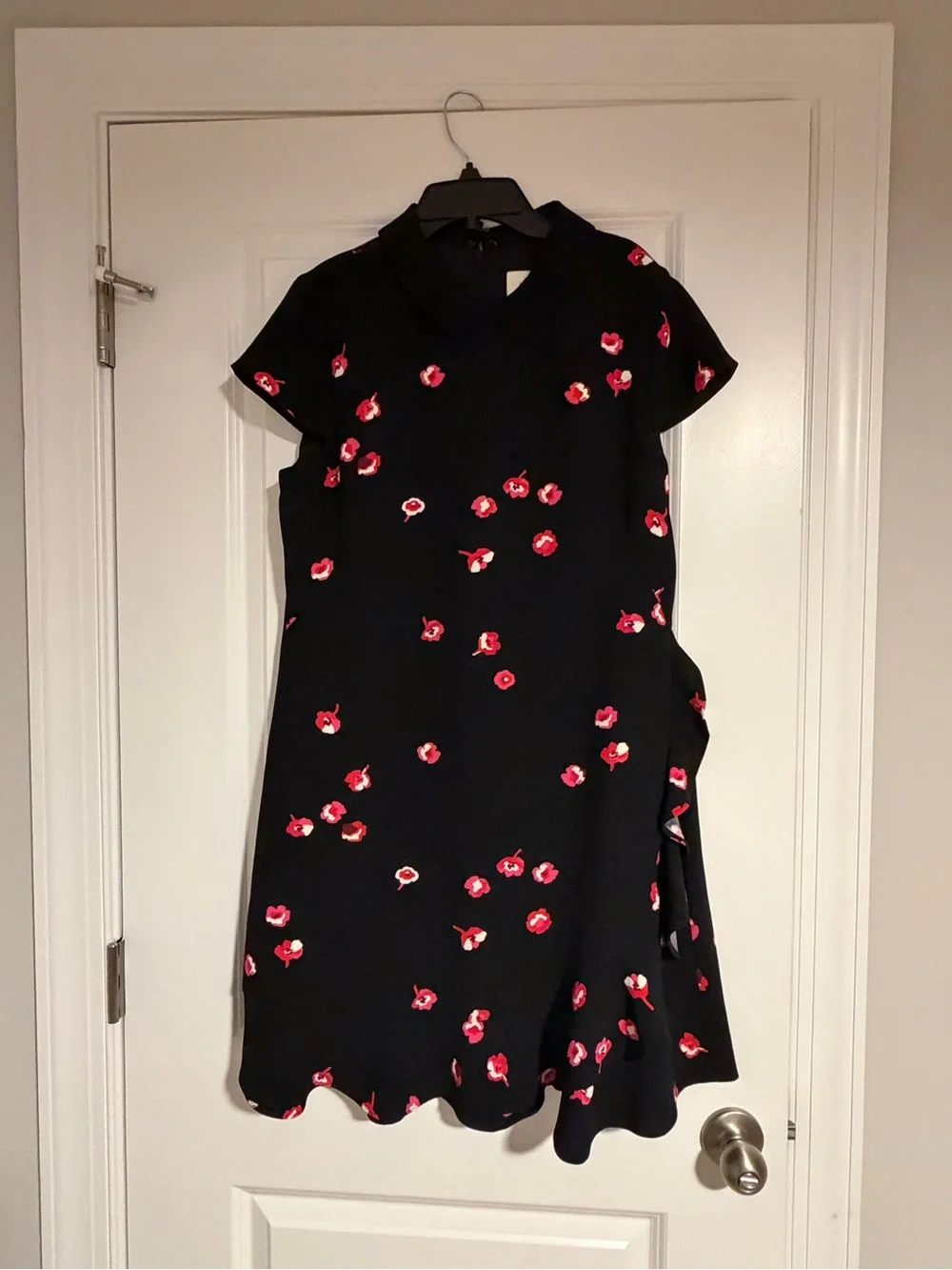 Kate Spade New York Black Floral Asymmetric Ruffle Mini Dress Size 12